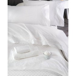Σεντόνια Υπέρδιπλα Σετ Wedding Collection Katherina White Cotton Rythmos (230x260) 4Τεμ