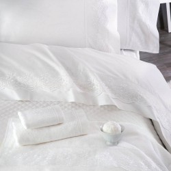 Σεντόνια Υπέρδιπλα Σετ Wedding Collection Katherina White Cotton Rythmos (230x260) 4Τεμ
