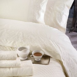 Σεντόνια Υπέρδιπλα Σετ Wedding Collection Katherina Ecru Cotton Rythmos (230x260) 4Τεμ