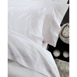 Σεντόνια Υπέρδιπλα Σετ Wedding Collection Nena White Cotton Rythmos (230x260) 4Τεμ