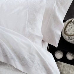 Σεντόνια Υπέρδιπλα Σετ Wedding Collection Nena White Cotton Rythmos (230x260) 4Τεμ