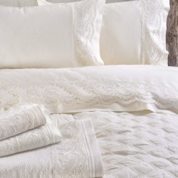 Σεντόνια Νυφικά Με Δαντέλα Υπέρδιπλα Σετ Wedding Collection Regatta Ecru Cotton Rythmos (230x260) 4Τεμ
