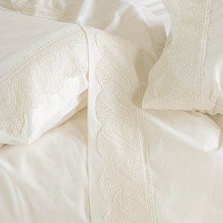 Σεντόνια Νυφικά Υπέρδιπλα Σετ Wedding Collection Hypatia Ecru Cotton Rythmos (230x260 ) Με Λάστιχο 4Τεμ