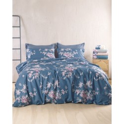 Σεντόνια Μονά Σετ Nova Springtime D.Blue Cotton Rythmos (160x260) 3Τεμ