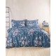 Σεντόνια Υπέρδιπλα Σετ Nova Springtime D.Blue Cotton Rythmos (165x205+30 ) Με Λάστιχο 4Τεμ
