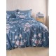 Σεντόνια Υπέρδιπλα Σετ Nova Springtime D.Blue Cotton Rythmos (165x205+30 ) Με Λάστιχο 4Τεμ