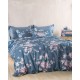 Σεντόνια Υπέρδιπλα Σετ Nova Springtime D.Blue Cotton Rythmos (165x205+30 ) Με Λάστιχο 4Τεμ