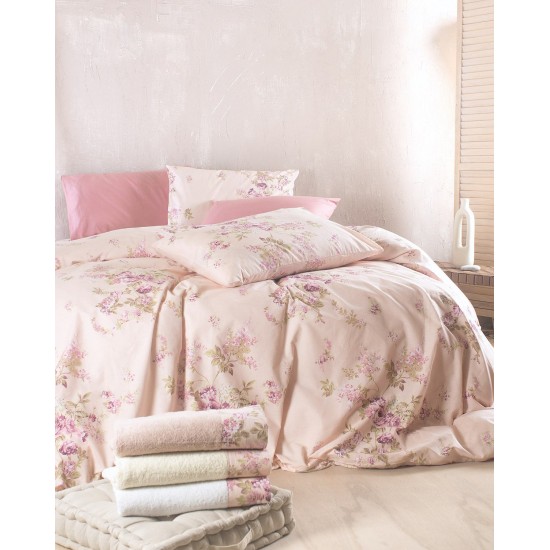 Σεντόνια King Σετ Nova Springtime Pink Cotton Rythmos (270x290) 4Τεμ