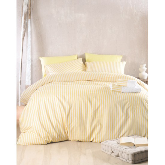Σεντόνια Υπέρδιπλα Σετ Diva Eloise Yellow Cotton Rythmos (165x205+30 ) Με Λάστιχο 4Τεμ