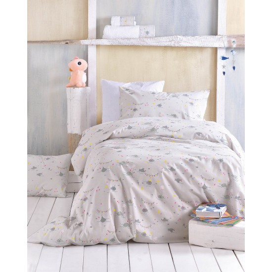 Μαξιλαροθήκες Παιδικές Σετ Kids Fouska Grey Cotton Rythmos (50x70) 2Τεμ