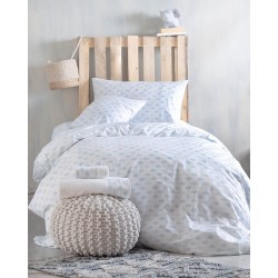 Σεντόνια Παιδικά Μονά Σετ Kids Cloudy Blue Cotton Rythmos (160x260) 3Τεμ