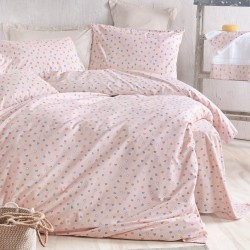 Σεντόνια Υπέρδιπλα Σετ Symbol Tiny Heart Salmon Cotton Rythmos (165x205+30 ) Με Λάστιχο 4Τεμ
