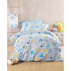 Σεντόνια Μονά Σετ Kids Letterland Blue Cotton Rythmos (160x260) 3Τεμ
