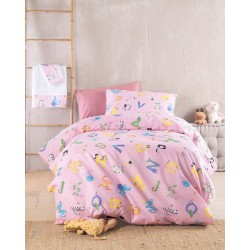 Σεντόνια Μονά Σετ Kids Letterland Pink Cotton Rythmos (160x260) 3Τεμ