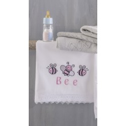 Σεντόνια Βρεφικά Κούνιας Σετ Newborn Honey Bee Pink Cotton Rythmos (105x160) 3Τεμ