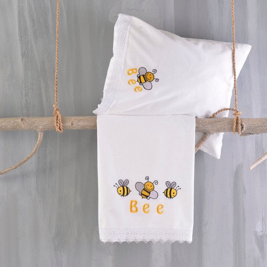 Σεντόνια Βρεφικά Κούνιας Σετ Newborn Honey Bee Yellow Cotton Rythmos (105x160) 3Τεμ