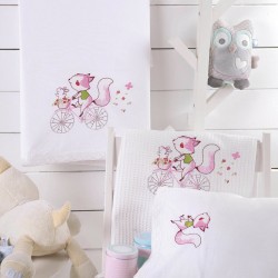 Σεντόνια Βρεφικά Κούνιας Σετ Newborn Clunny Pink Cotton Rythmos (105x160) 3Τεμ