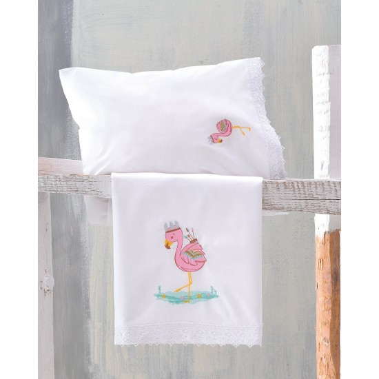 Σεντόνια Βρεφικά Κούνιας Σετ Newborn Flamingo Cotton Rythmos (105x160) 3Τεμ
