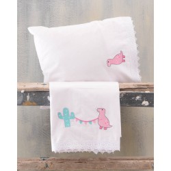 Σεντόνια Βρεφικά Κούνιας Σετ Newborn Diego Pink Cotton Rythmos (100x160) 3Τεμ