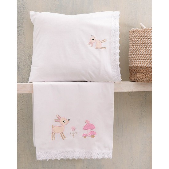 Σεντόνια Βρεφικά Κούνιας Σετ Newborn Floppy Pink Cotton Rythmos (105x160) 3Τεμ