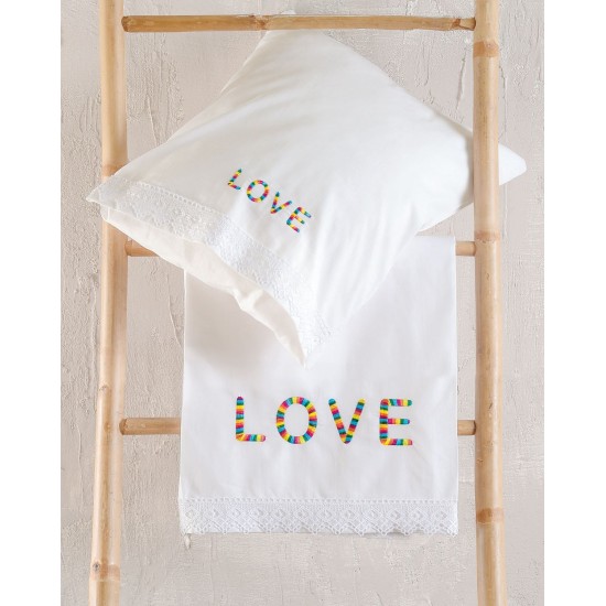 Σεντόνια Βρεφικά Κούνιας Σετ Newborn Love Cotton Rythmos (105x160) 3Τεμ