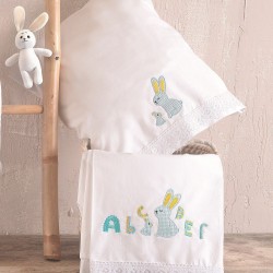 Σεντόνια Βρεφικά Κούνιας Σετ Newborn Miffy L.Blue Cotton Rythmos (105x160) 3Τεμ