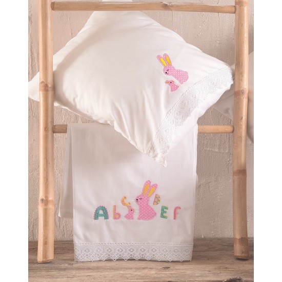 Σεντόνια Βρεφικά Κούνιας Σετ Newborn Miffy Pink Cotton Rythmos (105x160) 3Τεμ
