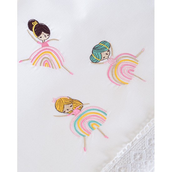 Σεντόνια Βρεφικά Κούνιας Σετ Newborn Rainbow Girls Cotton Rythmos (105x160) 3Τεμ