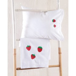 Σεντόνια Βρεφικά Με Κέντημα Κούνιας Σετ Newborn Fragola Cotton Rythmos (105x160) 3Τεμ