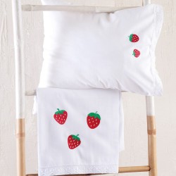 Σεντόνια Βρεφικά Με Κέντημα Κούνιας Σετ Newborn Fragola Cotton Rythmos (105x160) 3Τεμ