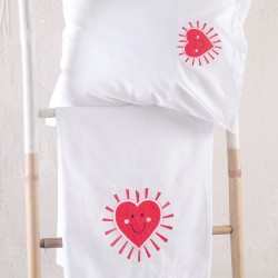 Σεντόνια Βρεφικά Με Κέντημα Κούνιας Σετ Newborn Loveheart Cotton Rythmos (105x160) 3Τεμ