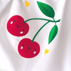 Σεντόνια Βρεφικά Με Κέντημα Κούνιας Σετ Newborn Cherries Cotton Rythmos (105x160) 3Τεμ