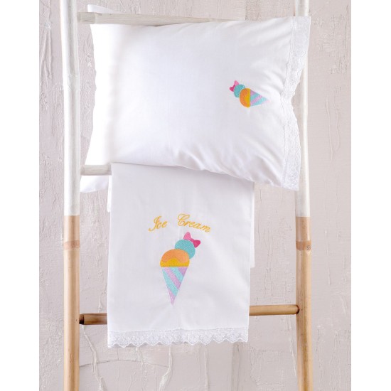 Σεντόνια Βρεφικά Με Κέντημα Κούνιας Σετ Newborn Gelato Cotton Rythmos (105x160) 3Τεμ
