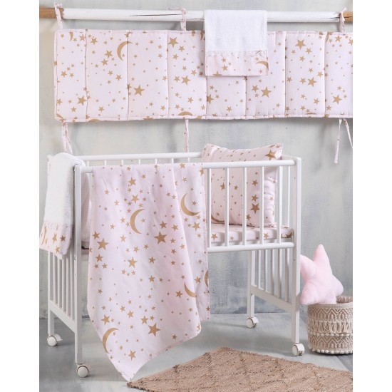 Σεντόνια Βρεφικά Κούνιας Σετ Newborn Moonlight Pink Cotton Rythmos (120x160) 3Τεμ Σεντόνια Βρεφικά Κούνιας Σετ Newborn Moonlight Pink Cotton Rythmos (120x160) 3Τεμ