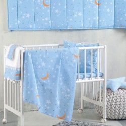 Παπλωματοθήκη Βρεφική Κούνιας Σετ Newborn Moonlight Blue Cotton Rythmos (110x160) 3Τεμ