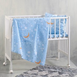 Παπλωματοθήκη Βρεφική Κούνιας Σετ Newborn Moonlight Blue Cotton Rythmos (110x160) 3Τεμ