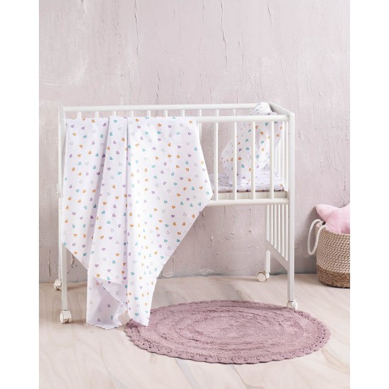 Παπλωματοθήκη Βρεφική Κούνιας Σετ New Born Tiny Heart White Cotton Rythmos (110x160) 2Τεμ