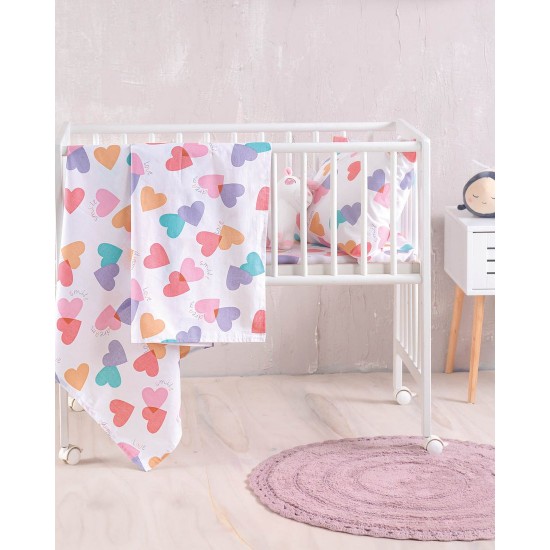 Σεντόνια Βρεφικά Κούνιας Σετ New Born Zoey Cotton Rythmos (120x160) 3Τεμ