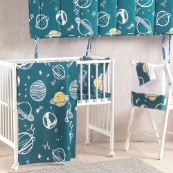 Πάντα Κούνιας Newborn Saturn Petrol Cotton Rythmos (43x200) 2Τεμ