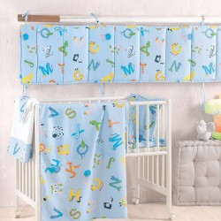 Σεντόνι Λίκνου Newborn Letterland Blue Cotton Rythmos (80x110) 1Τεμ