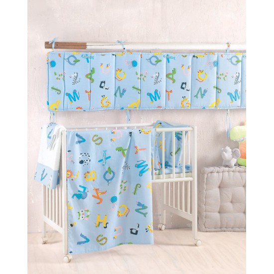 Σεντόνι Λίκνου Newborn Letterland Blue Cotton Rythmos (80x110) 1Τεμ