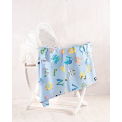 Σεντόνι Λίκνου Newborn Letterland Blue Cotton Rythmos (80x110) 1Τεμ