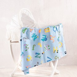 Σεντόνι Λίκνου Newborn Letterland Blue Cotton Rythmos (80x110) 1Τεμ