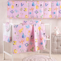 Σεντόνι Λίκνου Newborn Letterland Pink Cotton Rythmos (80x110) 1Τεμ