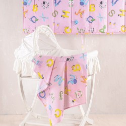 Σεντόνι Λίκνου Newborn Letterland Pink Cotton Rythmos (80x110) 1Τεμ