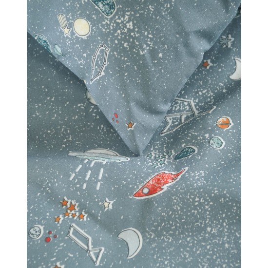 Πάπλωμα Παιδικό Μονό Σετ Kids Symbol Universe Blue Cotton Rythmos (160x240) 2Τεμ