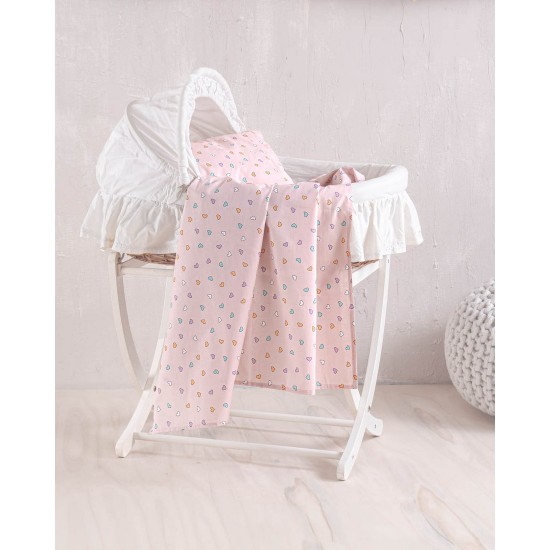 Σεντόνι Λίκνου New Born Tiny Heart Salmon Cotton Rythmos (80x110) 1Τεμ