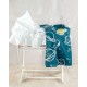 Σεντόνια Βρεφικά Κούνιας Σετ Newborn Saturn Petrol Cotton Rythmos (120x160) 3Τεμ