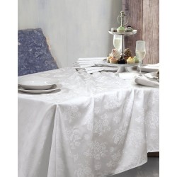 Τραπεζομάντηλο Dining Jasmine White Saten Jacquard Rythmos (140x140) 1Τεμ