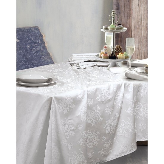 Πετσέτες Φαγητού Σετ Dining Jasmine White Saten Jacquard Rythmos (50x50) 6Τεμ